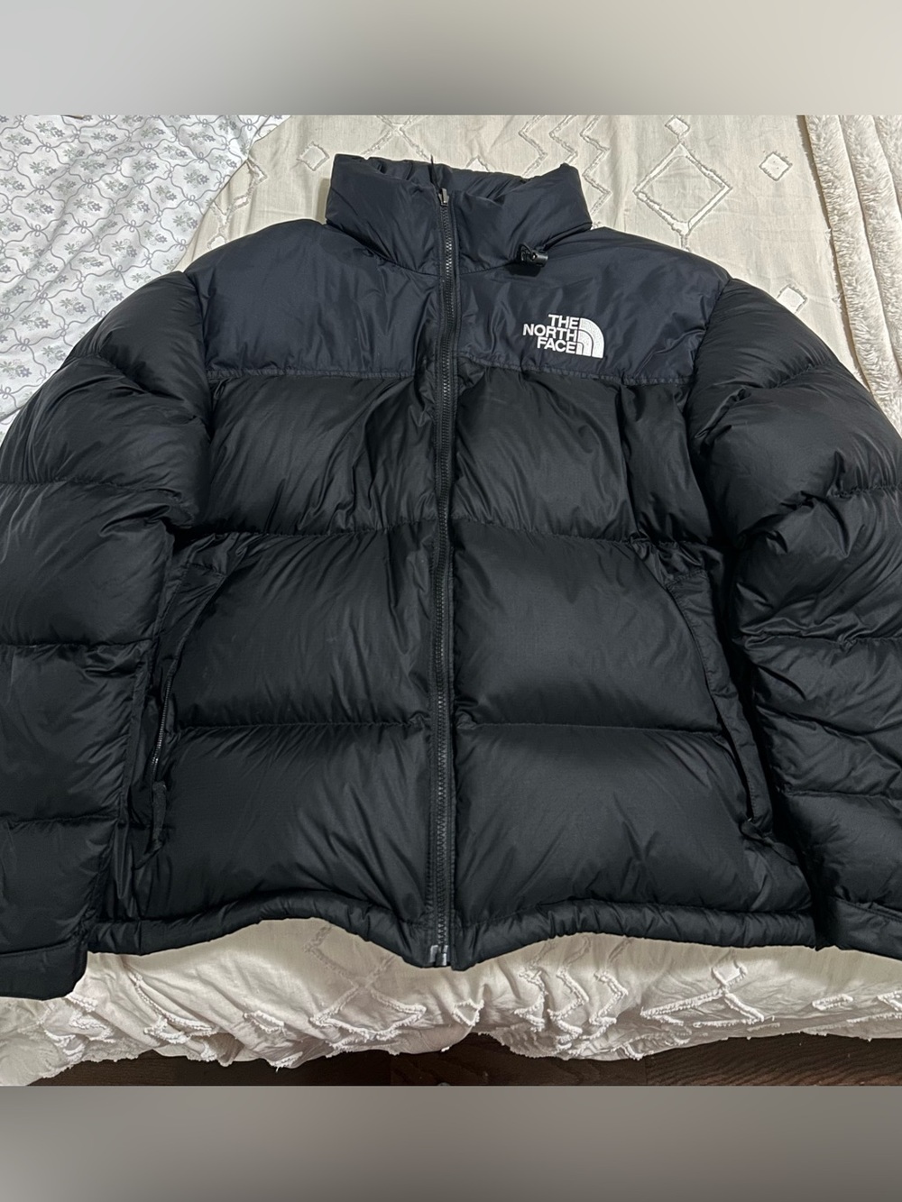 The North Face Men's Black Puffer Jacket with High Collar